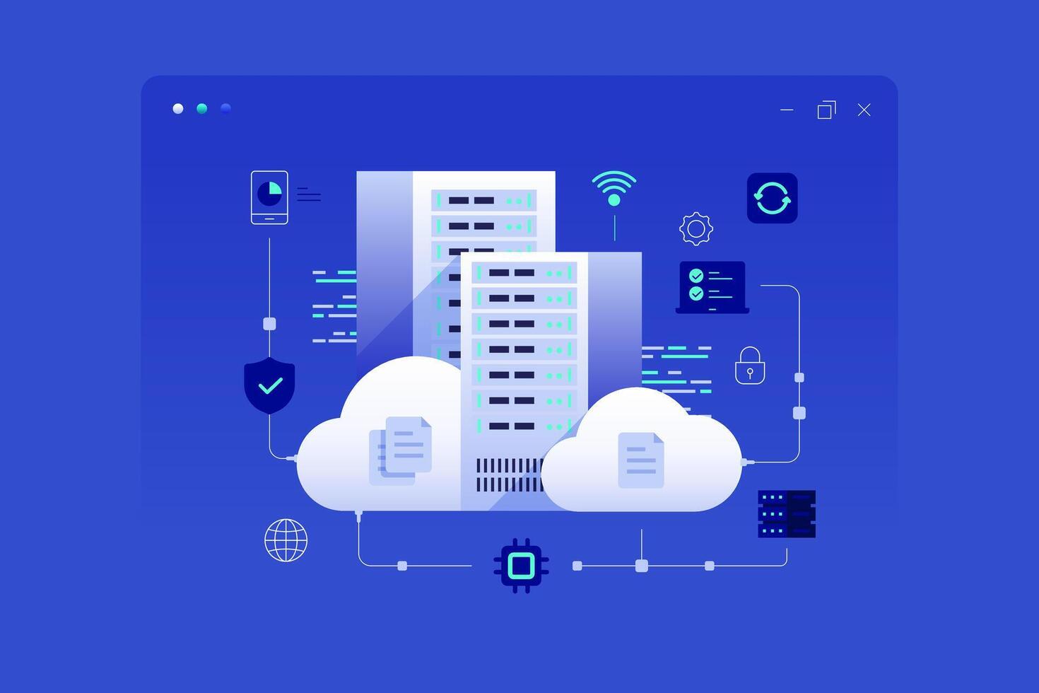Cloud data center, Cloud computing concept illustration vector