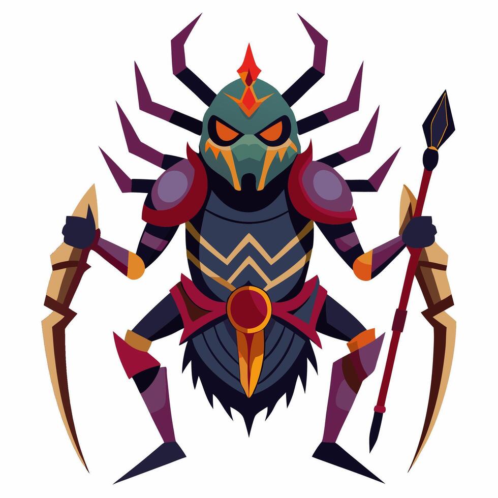 A cartoon insect with a spear and armor vector
