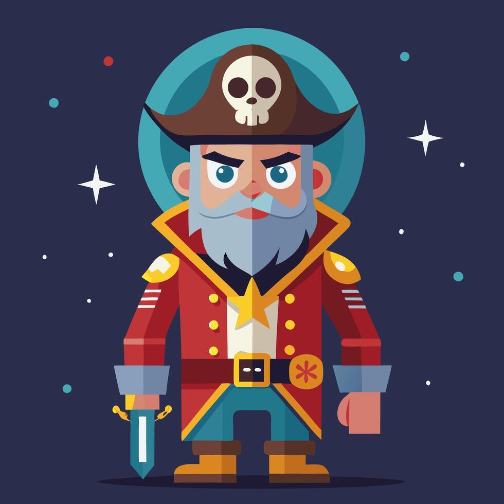 Cartoon pirate with a skull and a sword vector