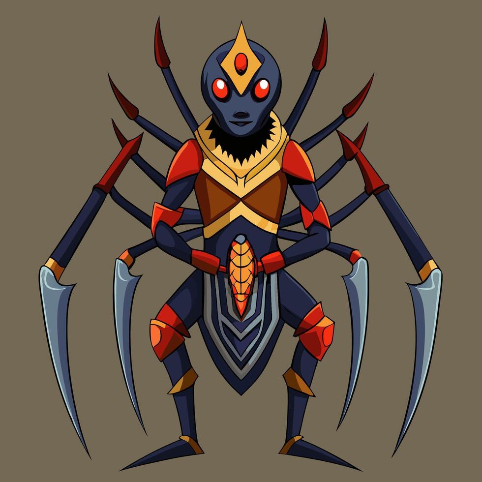 A cartoon spider with red and blue armor vector