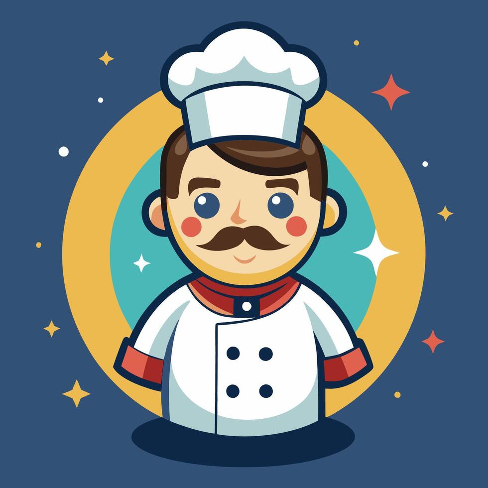 Chef cartoon character with mustache and mustache vector