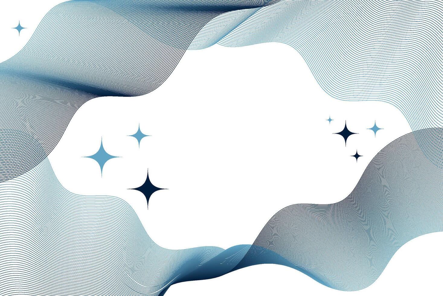 Sonic wave Blue line with stars on a white background, lighting effects, and luxury design style. vector