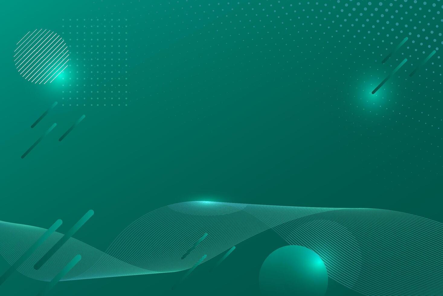 Dark background with floating green color abstract shapes vector