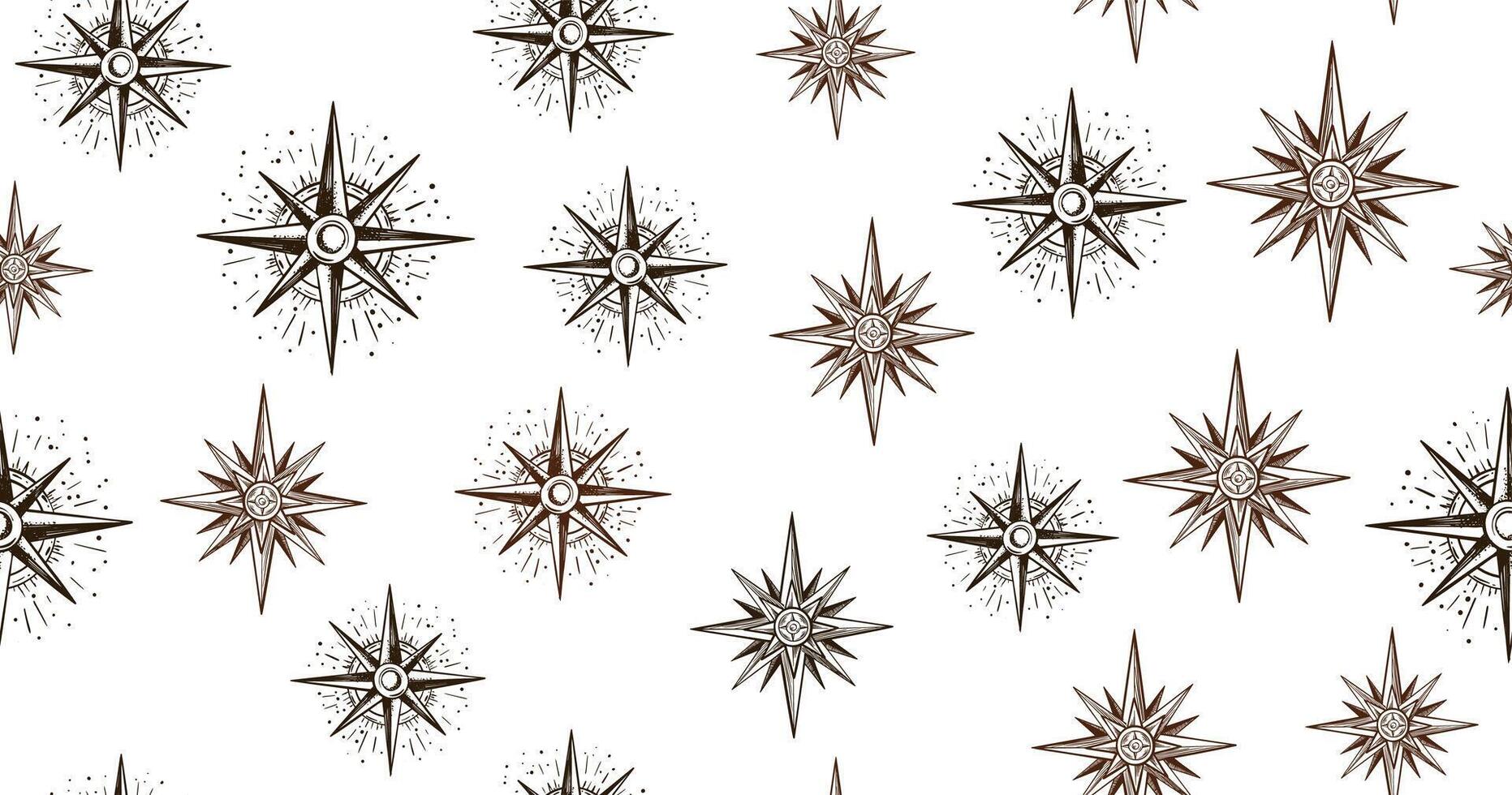 Compass Wind rose, pattern, hand drawn Illustration. vector