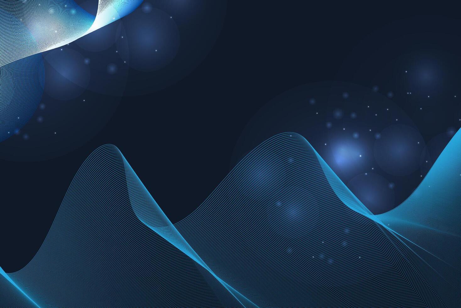 Abstract wave blue line on a dark background, lighting effects, and luxury design style. vector