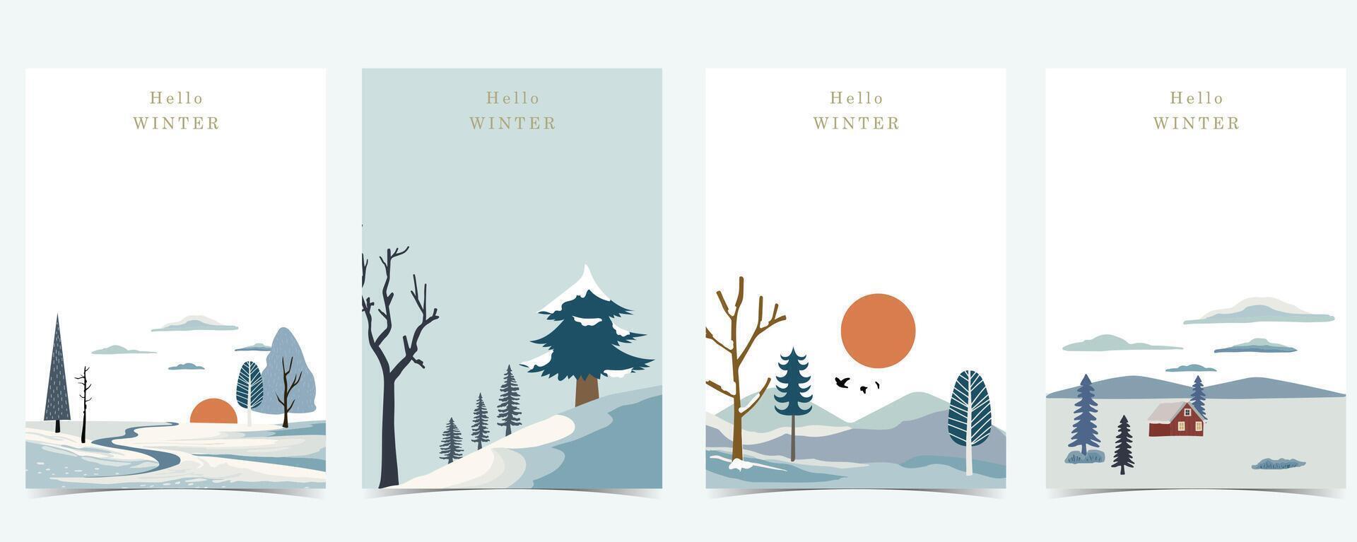 winter landscape background with mountain,tree for a4 vertical design vector