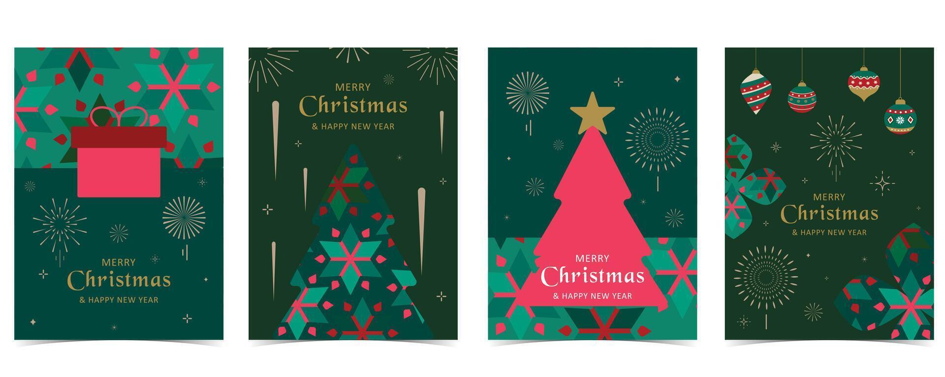 Green Christmas festival background with geometric style vector