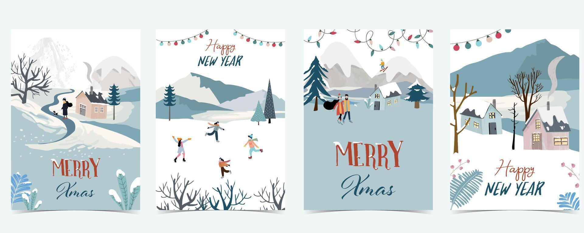 winter landscape background with mountain,tree.Merry Christmas vector