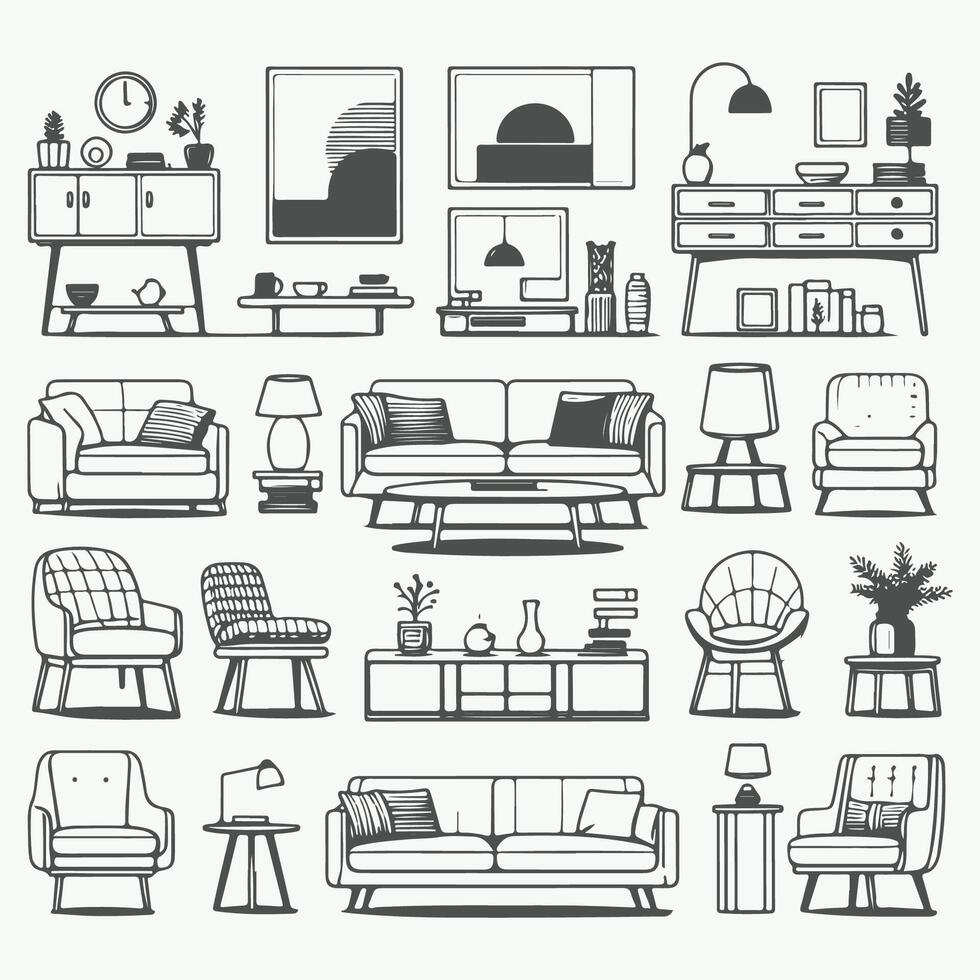Effortlessly Modern- A Collection of Minimalist Furniture vector