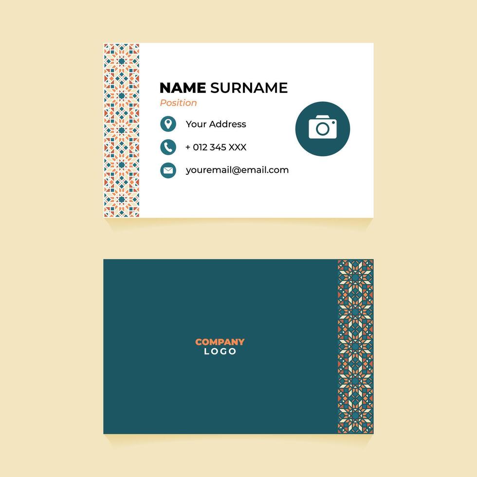 Islamic Name Card Design with Ornament on The Side vector