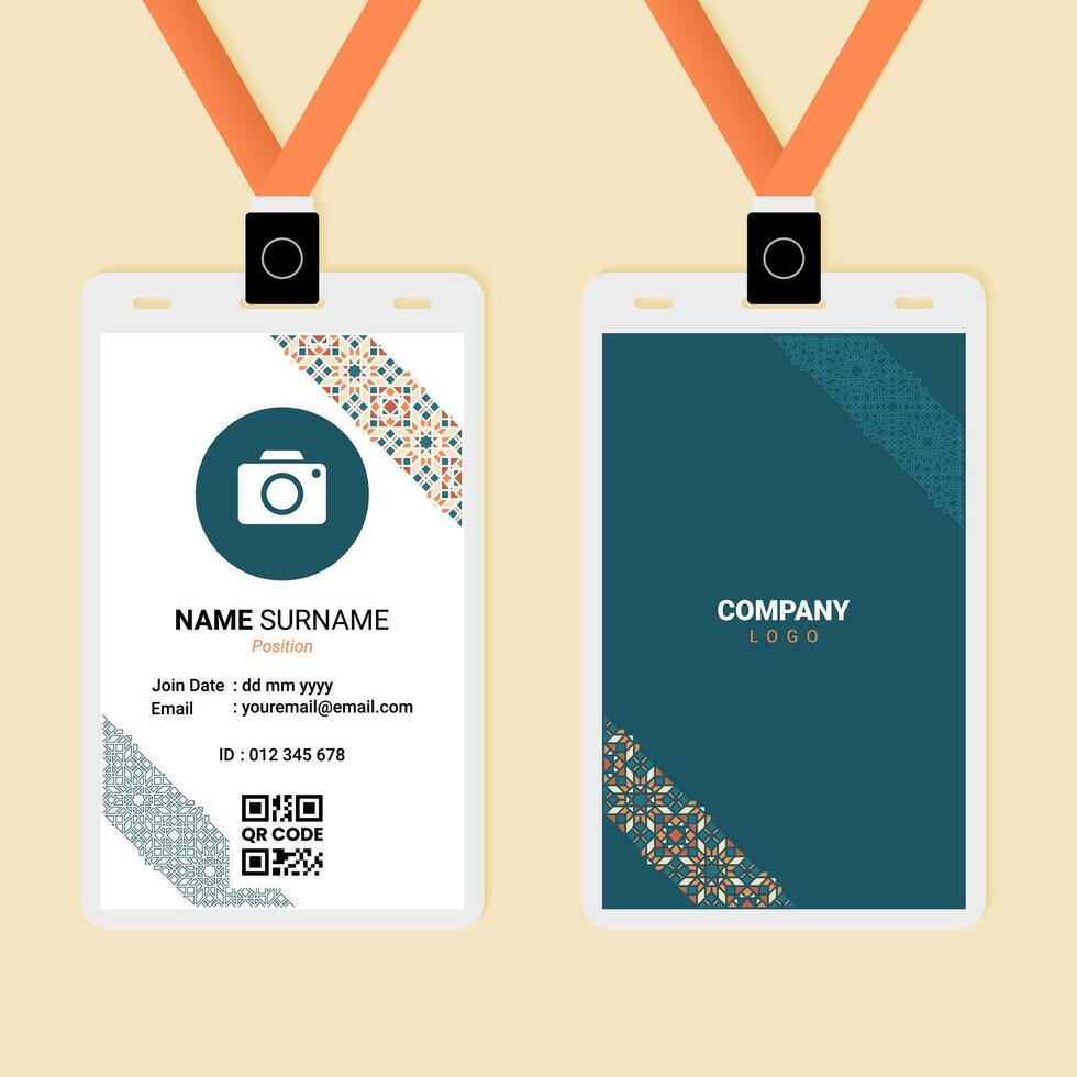 Islamic Diagonal Ornament ID Card Design vector