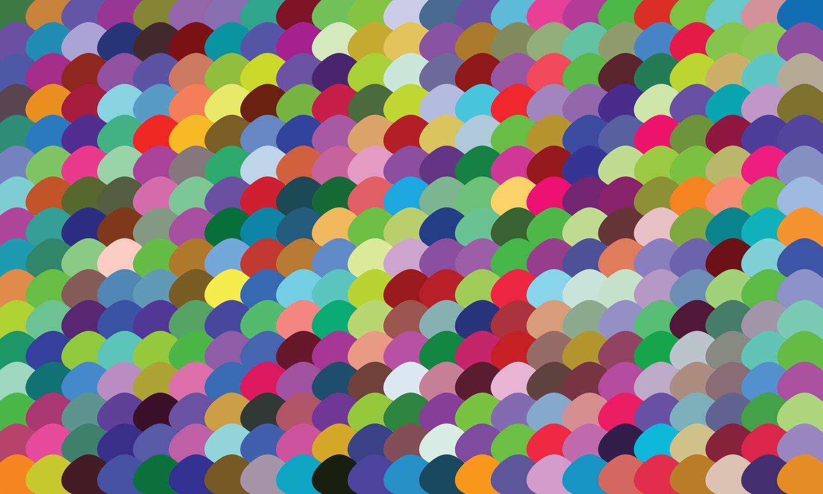 Abstract colorful scallop pattern with overlapping semicircles in a variety of vibrant hues, forming a playful and harmonious design. Ideal for digital backgrounds, art prints, and creative textures vector