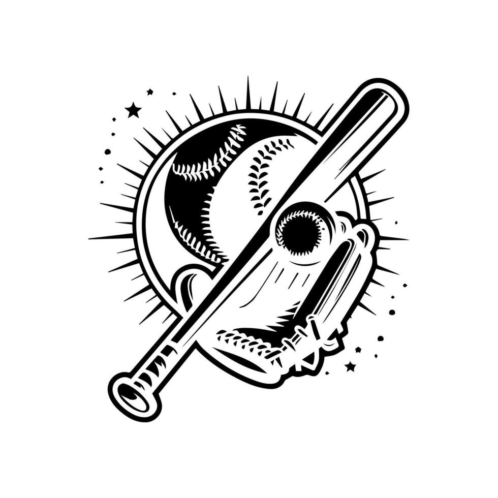 Baseball logo with bat and ball vector