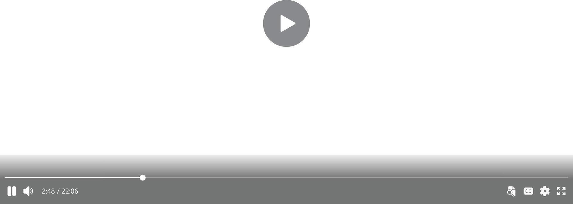 Multimedia player with play button, play window with navigation icons, streaming on internet, modern social media player interface template live digital stream vector