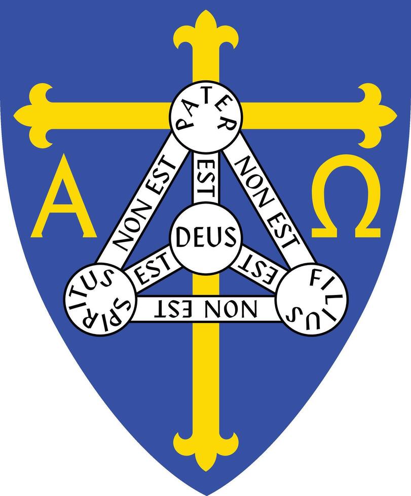 Trinidad symbol of Anglican Episcopal, Coat of Arms. Art deco frame with cross. Christian Symbol design element. Church and pray, religion and resurrection. vector
