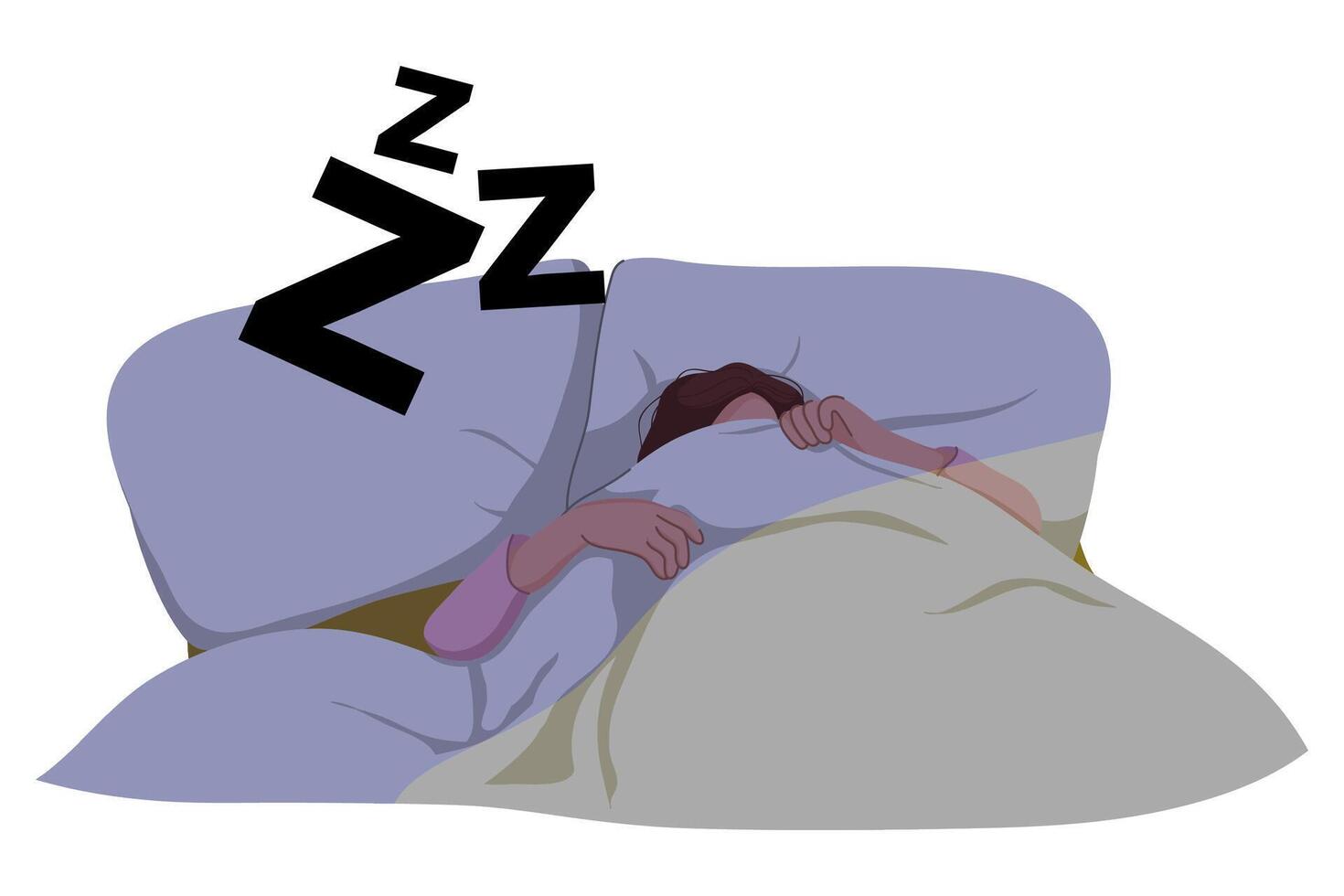Sleeping Happy Girl Night Mode vector
