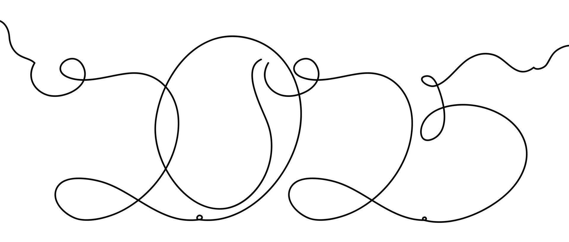 New Year 2025 Single Line vector