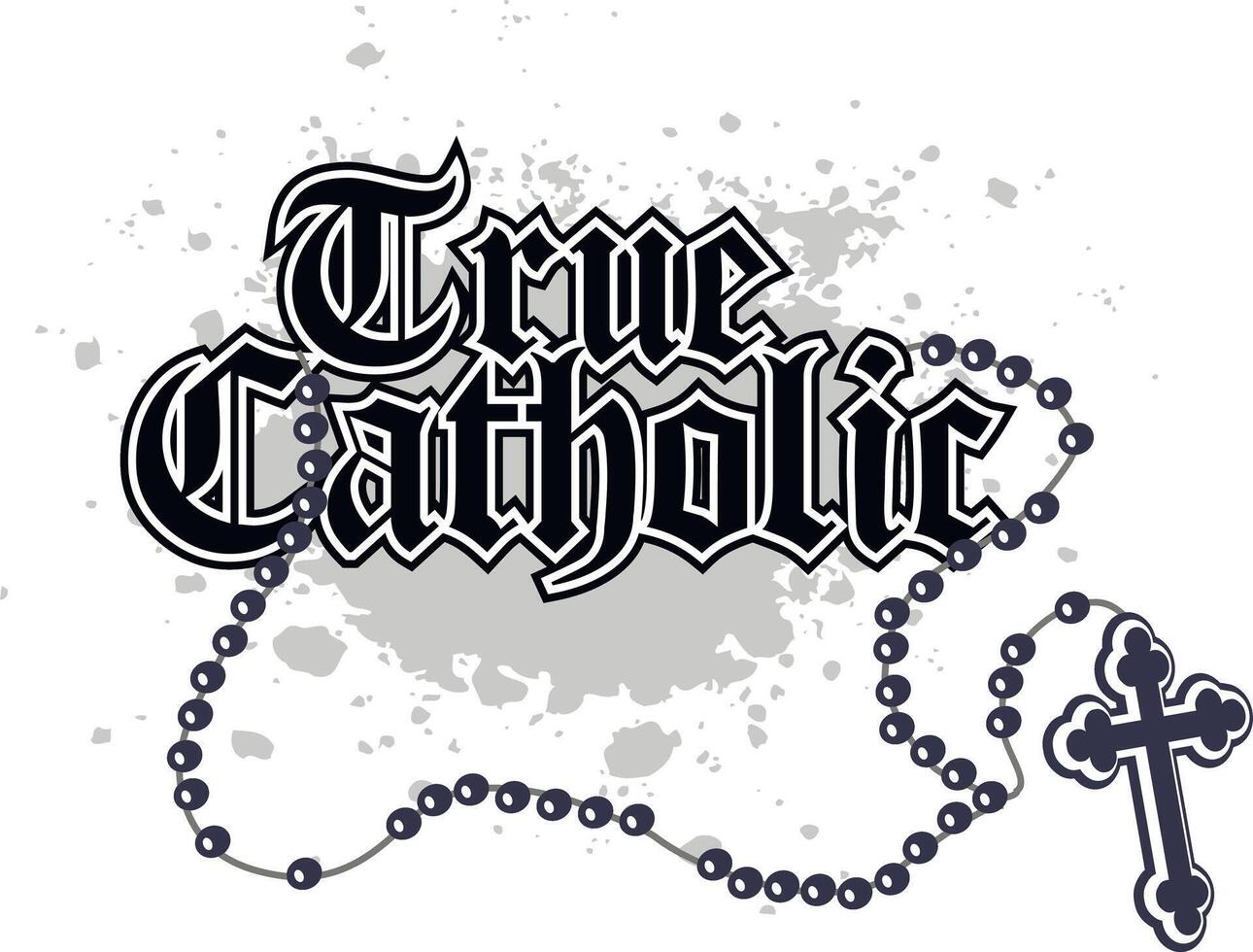 catholic cross and rosary vector