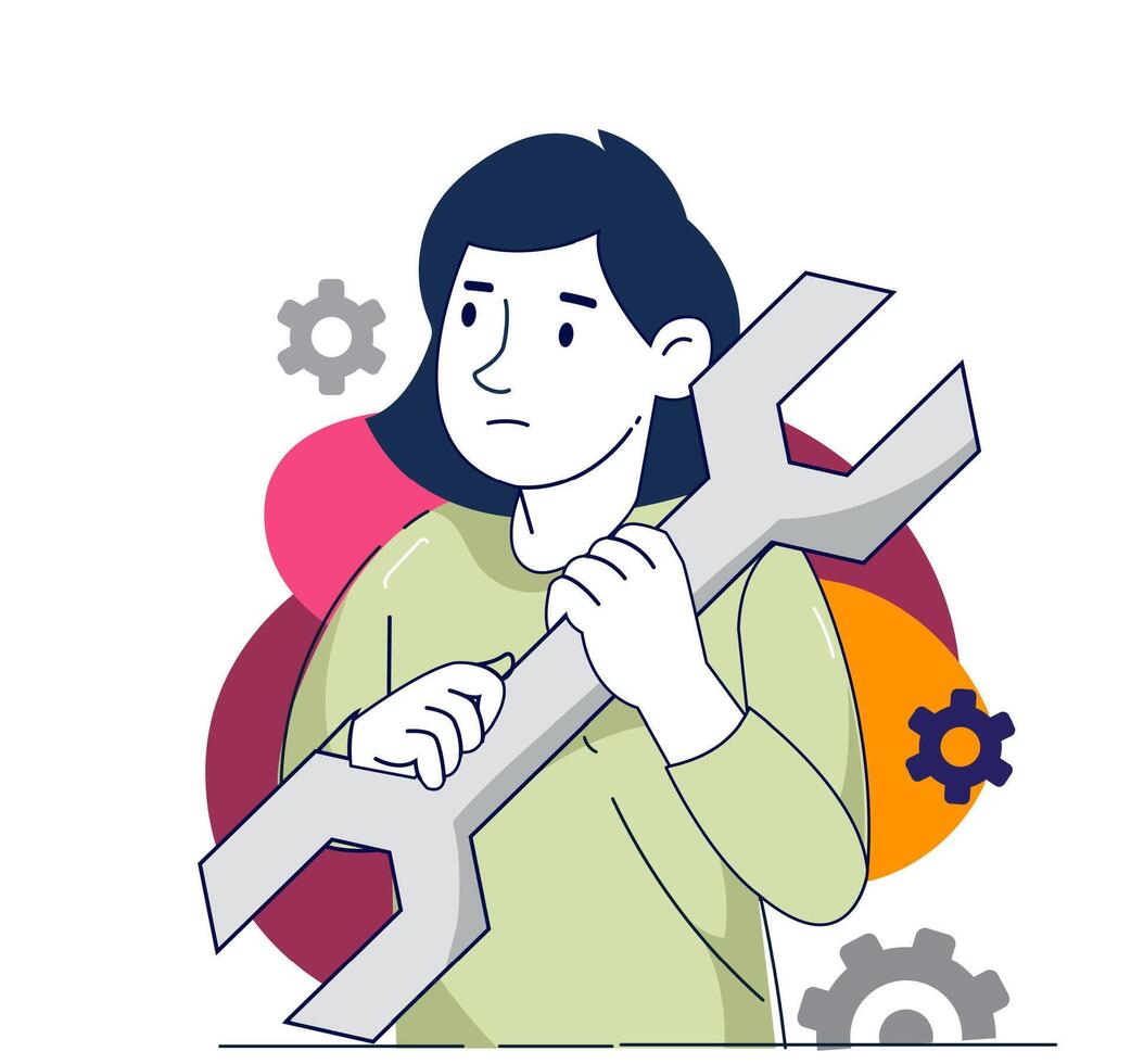 System under maintenance illustration concept, Error message about website under construction, update process, install software, operating system concept illustration vector