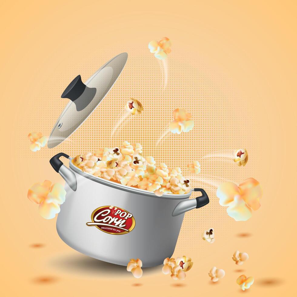 Popcorn in pressure cooker Background vector