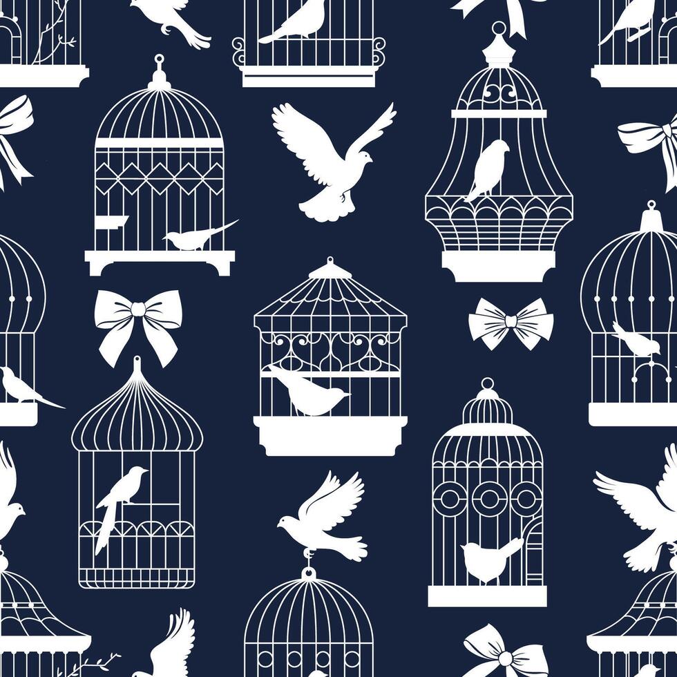 Birdcages with Bows Pattern vector