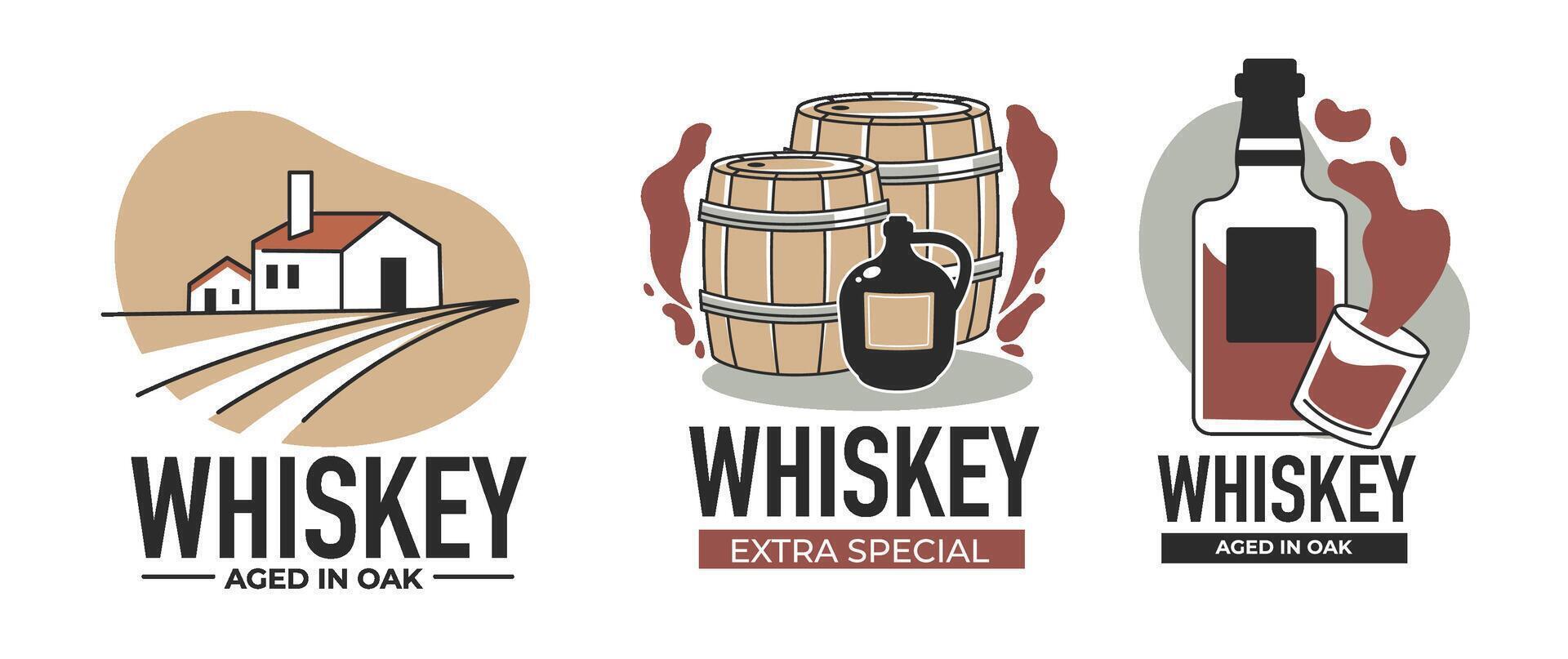 Crafted Whiskey Bottles Design vector