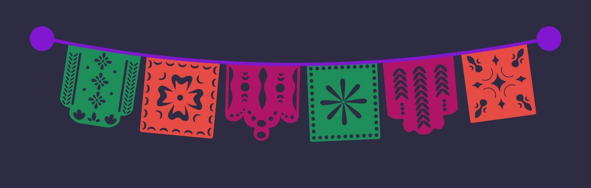 Papel Picado Banner Design vector