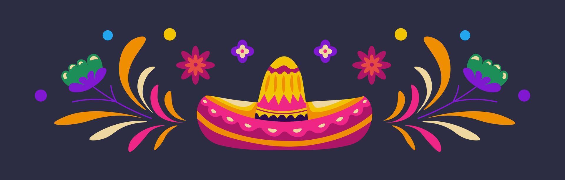 Sombrero with Floral Elements vecor vector