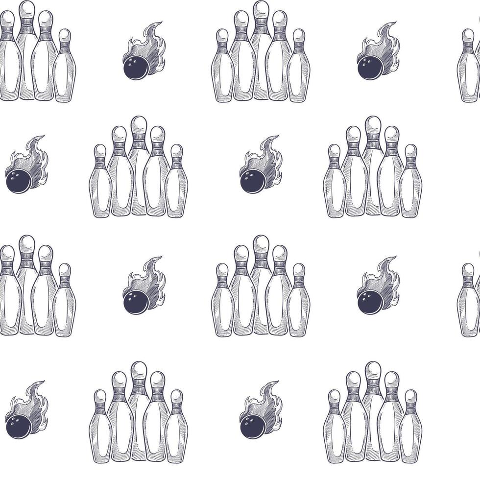 Bowling Pins Flaming Ball Pattern vector