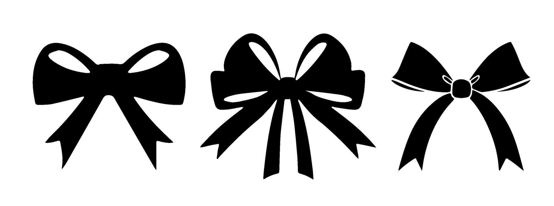 Decorative Bow Silhouette Set vector
