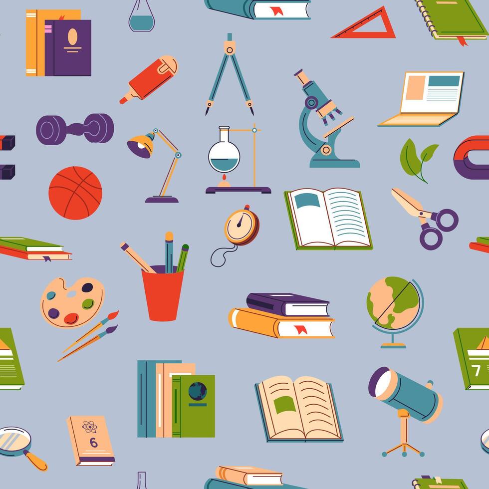 Educational Supplies Seamless Pattern vector