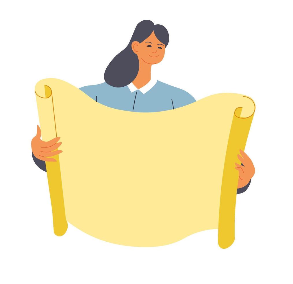 Female Architect Studying Construction Plan vector