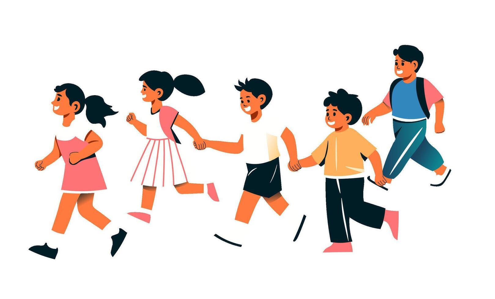 Group of Children Holding Hands vector