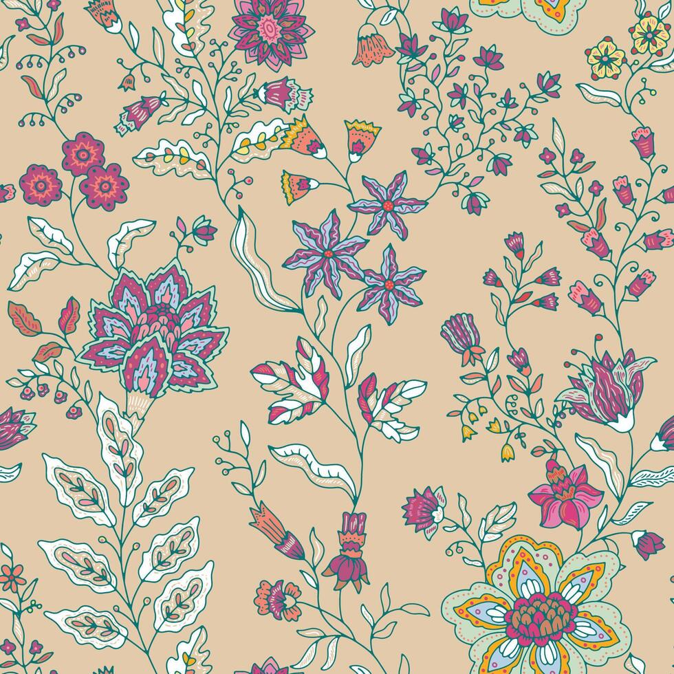 Bright Floral Pattern boho vector