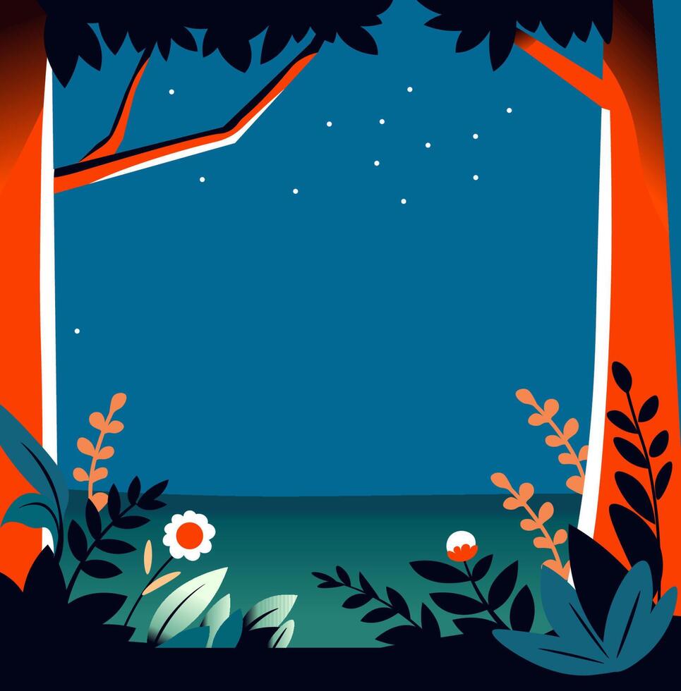 Night Forest With Stars vector