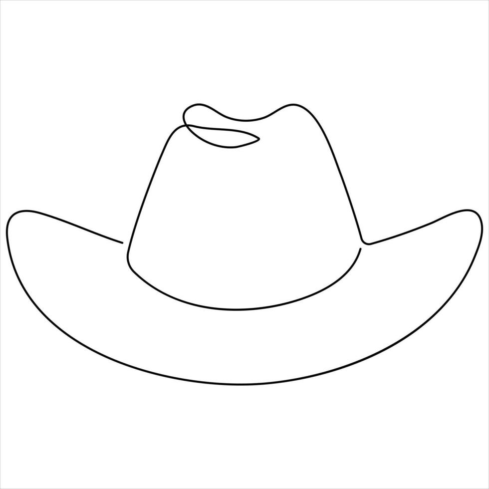 Single line continuous drawing of cowboy hat simple cowboy hat outline illustration vector
