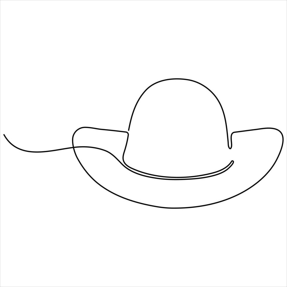 Continuous single line drawing of cowboy hat simple cowboy hat vector