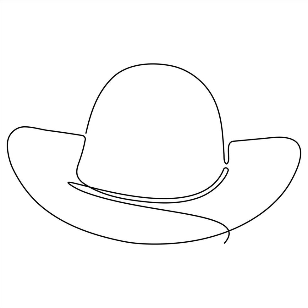 Single line continuous drawing of cowboy hat simple cowboy hat line art illustration vector