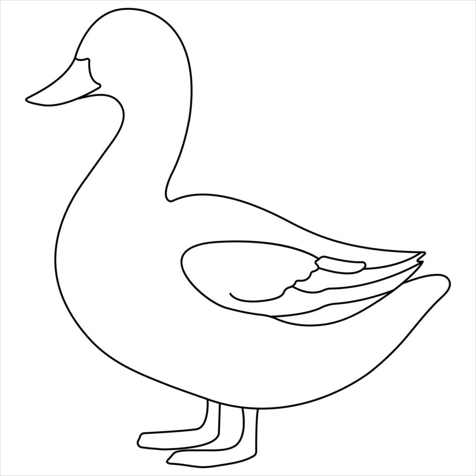 Continuous single line art drawing of pet animal duck concept design outline vector