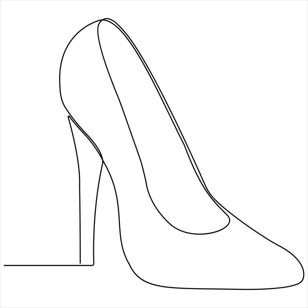 Single line continuous line art drawing of beautiful woman high heels for fashion outline design line art vector