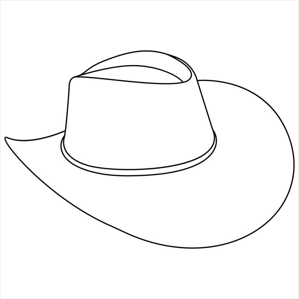 Continuous single line drawing of cowboy hat simple cowboy hat style illustration vector