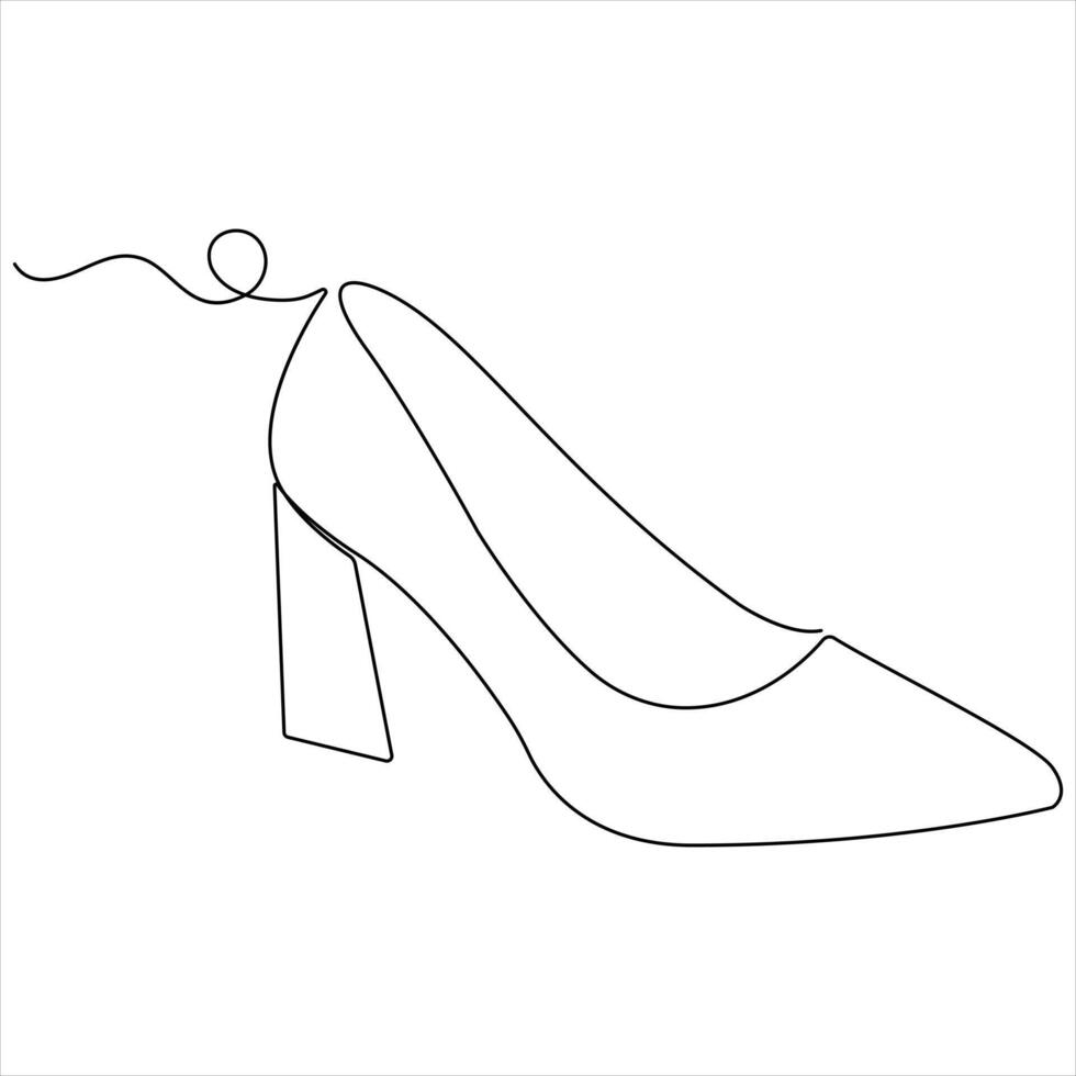 Continuous one line art drawing of beautiful woman high heels for fashion outline design line art vector