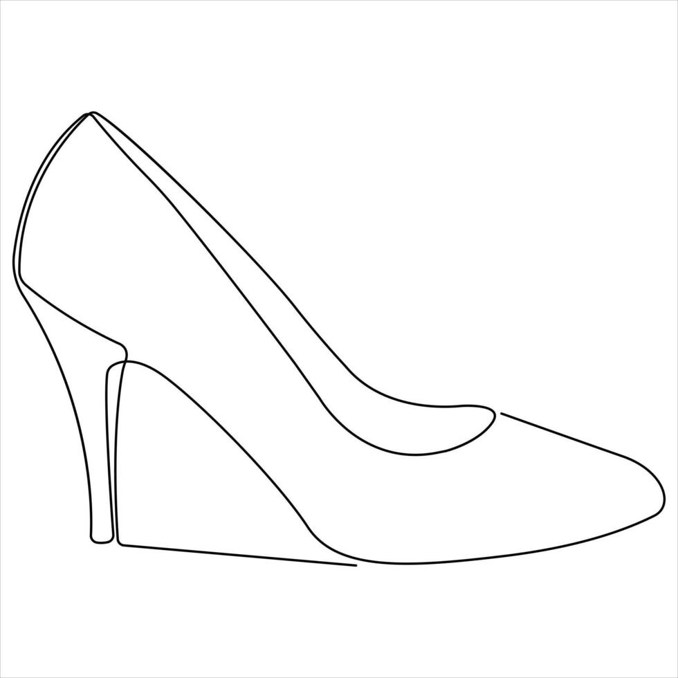 Single line continuous drawing of beautiful woman high heels for fashion outline design line art illustration vector