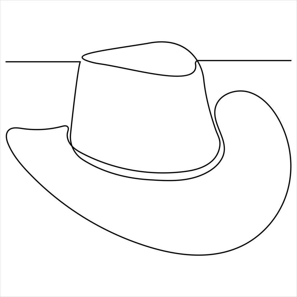 Single line continuous drawing of cowboy hat simple cowboy hat line drawn vector