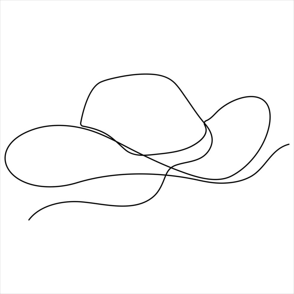 Continuous single line art drawing of cowboy hat simple cowboy hat style illustration vector