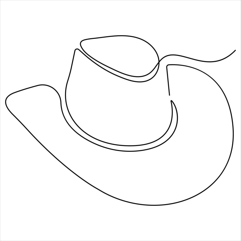 Single line continuous drawing of cowboy hat simple cowboy hat style illustration vector