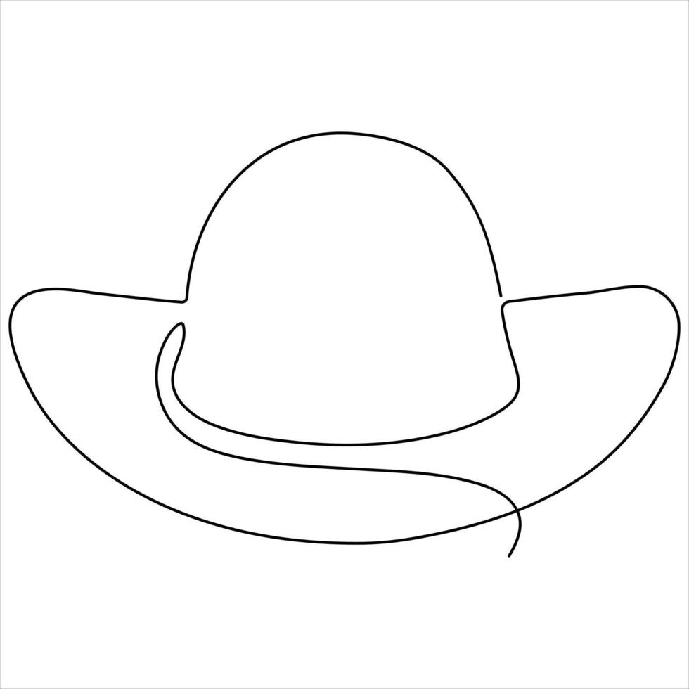 Single line art continuous drawing of cowboy hat simple cowboy hat line art illustration vector