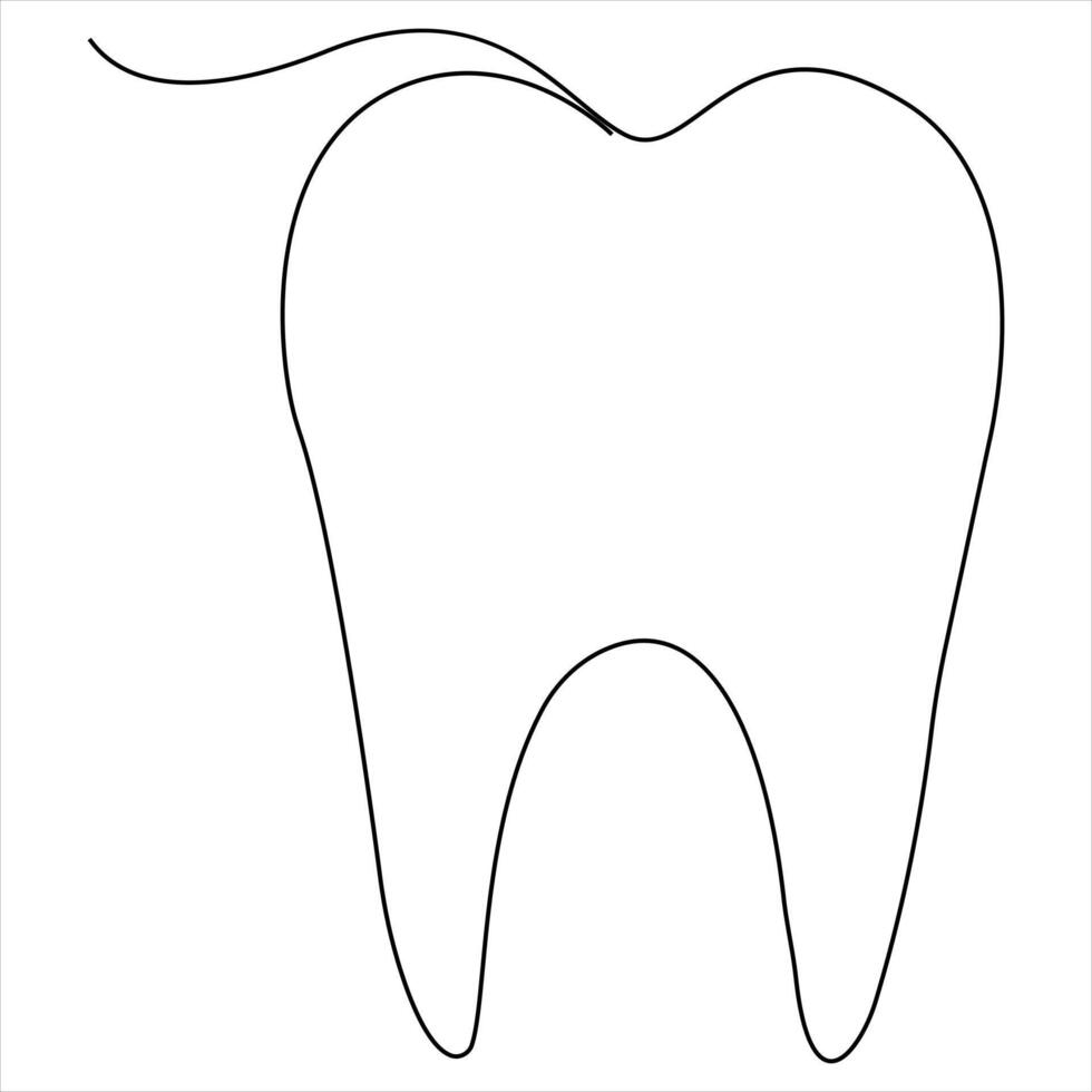 Continuous line drawing of tooth simple dental tooth line art illustration dentist stomatology medical concept vector