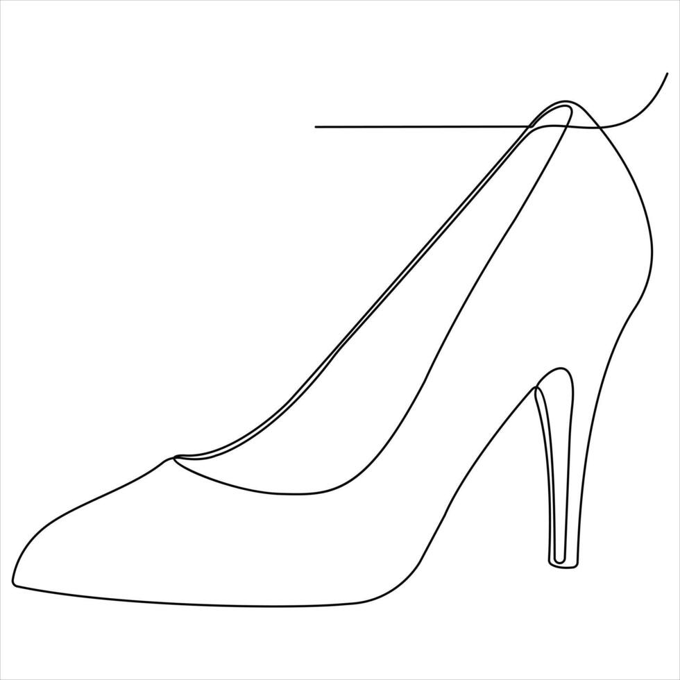 Single line continuous drawing of beautiful woman high heels for fashion outline design line art illustration vector