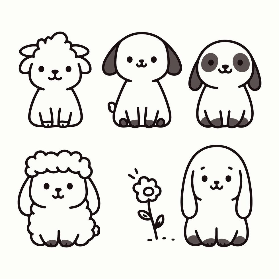 Fun and Cute Cartoon Animals Drawn vector
